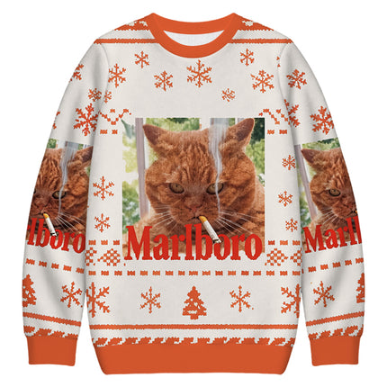Uglysweatershops Smkong Orange Cat Christmas Ugly Sweatshirt
