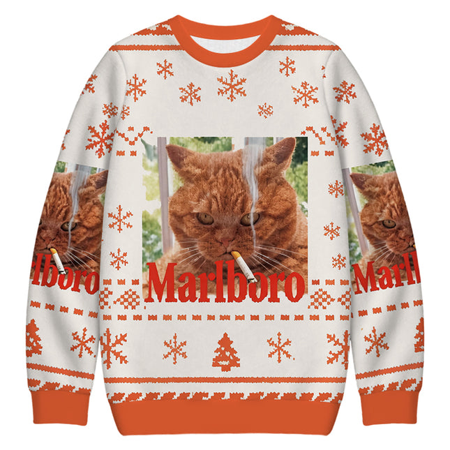 Uglysweatershops Smkong Orange Cat Christmas Ugly Sweatshirt