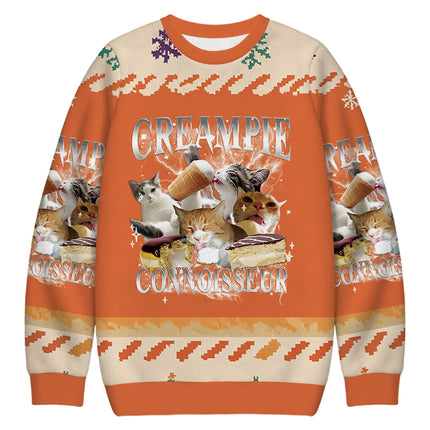 Uglysweatershops Creampie Connoisseur Meme Christmas Ugly Sweatshirt