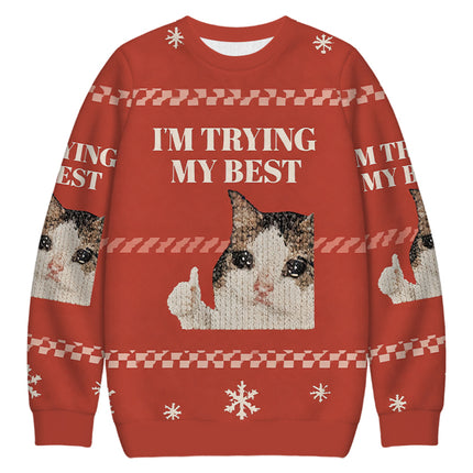 Uglysweatershops I'm Trying My Best Christmas Ugly Sweatshirt