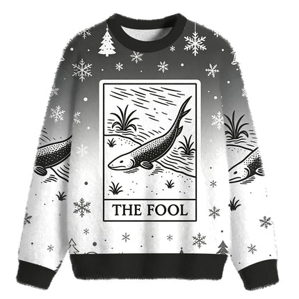 Uglysweatershops The Fool Fuzzy Christmas Ugly Sweatshirt