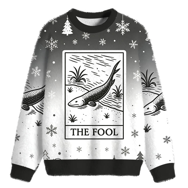 Uglysweatershops The Fool Fuzzy Christmas Ugly Sweatshirt