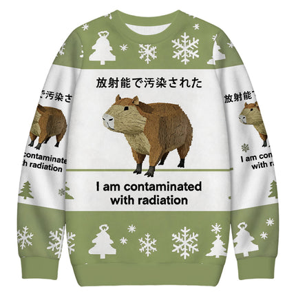 Uglysweatershops Capybara Contaminated By Radiation Christmas Ugly Sweatshirt