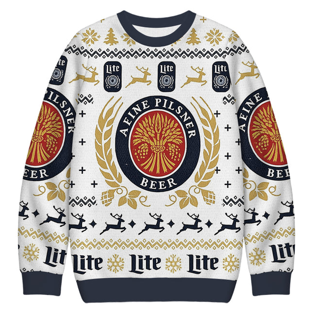 Uglysweatershops White Lite Christmas Ugly Sweatshirt