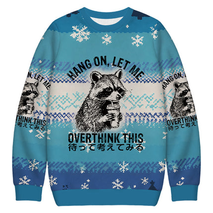 Uglysweatershops Overthink Raccoon Christmas Ugly Sweatshirt