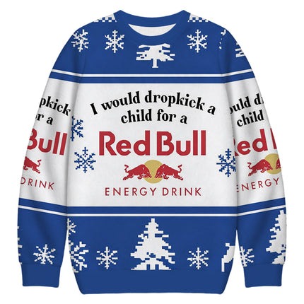 Uglysweatershops I Would Dropkcik A Child Blue Christmas Ugly Sweatshirt