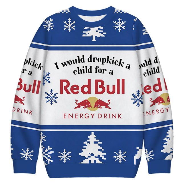 Uglysweatershops I Would Dropkcik A Child Blue Christmas Ugly Sweatshirt