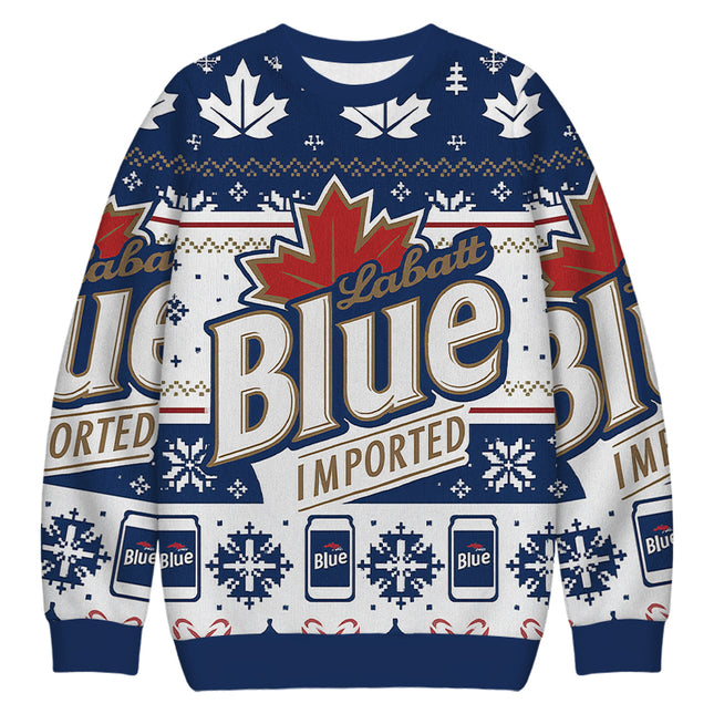 Uglysweatershops Blue Vintage Christmas Ugly Sweatshirt