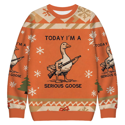 Uglysweatershops Serious Stupid Goose Christmas Ugly Sweatshirt