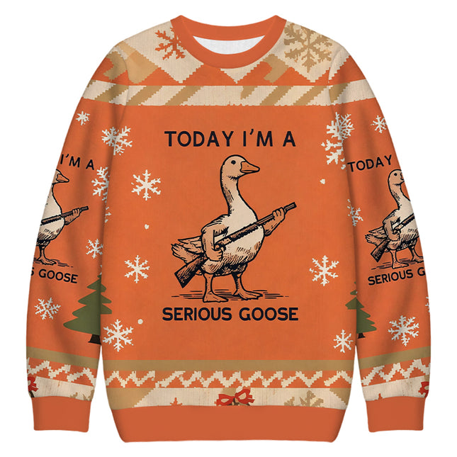 Uglysweatershops Serious Stupid Goose Christmas Ugly Sweatshirt