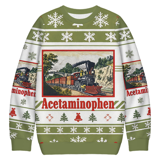Uglysweatershops Vintage Train Funny Christmas Ugly Sweatshirt