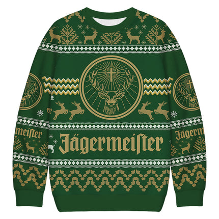 Uglysweatershops Green Deer Christmas Ugly Sweatshirt