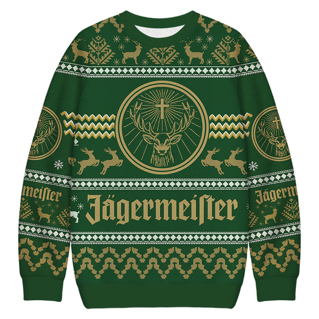 Uglysweatershops Green Deer Christmas Ugly Sweatshirt