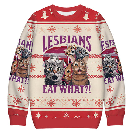Uglysweatershops Red Lesbians Eat What Funny Christmas Ugly Sweatshirt