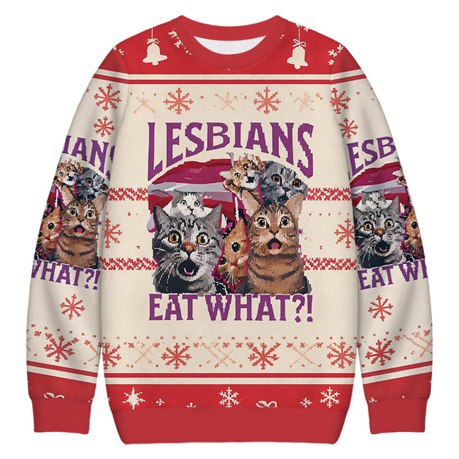 Uglysweatershops Red Lesbians Eat What Funny Christmas Ugly Sweatshirt