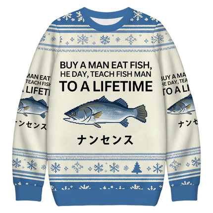 Uglysweatershops Buy a Man Eat Fish Christmas Ugly Sweatshirt