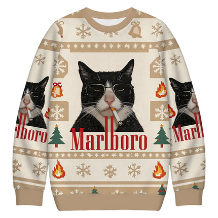 Uglysweatershops Smkong Black Cat Christmas Ugly Sweatshirt