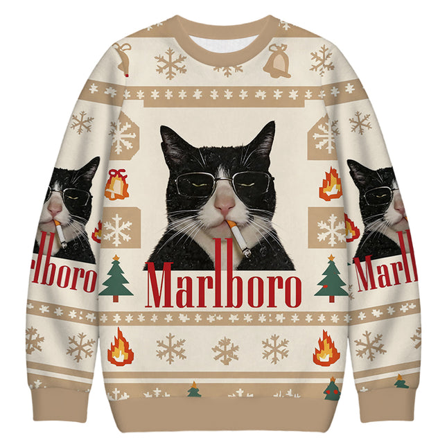 Uglysweatershops Smkong Black Cat Christmas Ugly Sweatshirt
