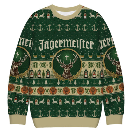 Uglysweatershops Green Beer Christmas Ugly Sweatshirt