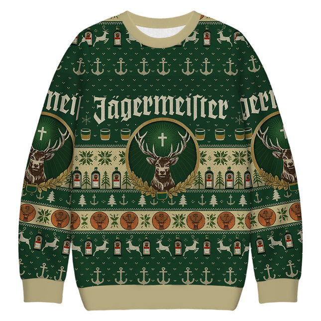 Uglysweatershops Green Beer Christmas Ugly Sweatshirt
