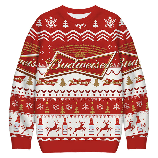 Uglysweatershops Red Beer Christmas Ugly Sweatshirt