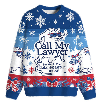 Uglysweatershops Call My Lawyer Fuzzy Christmas Ugly Sweatshirt