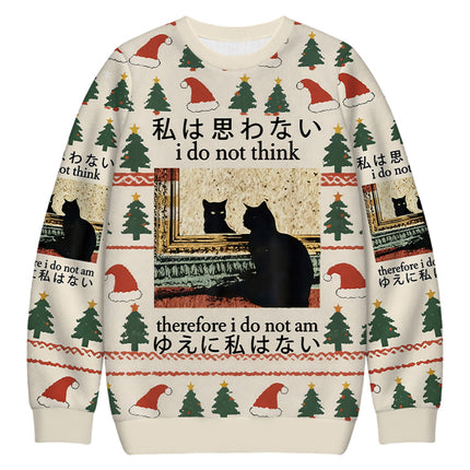 Uglysweatershops I Do Not Think Therefore I Do Not Am Christmas Ugly Sweatshirt
