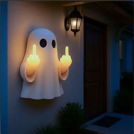 Uglysweatershops Halloween Ghost Middle Finger Glow Night Light Hanging Ornament