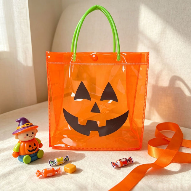 Uglysweatershops Halloween 10 Pack Transparent PVC pumpkin tote bag