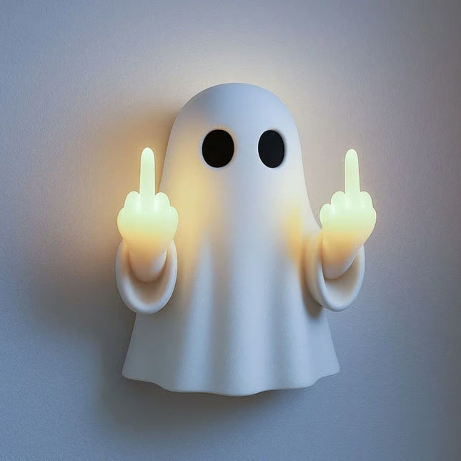 Uglysweatershops Halloween Ghost Middle Finger Glow Night Light Hanging Ornament
