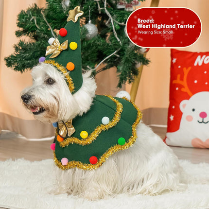 Uglysweatershops Christmas Tree Dog Cloak Cute Cat Xmas Costume