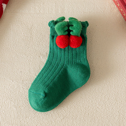 Uglysweatershops Green Antler Kids Xmas Socks