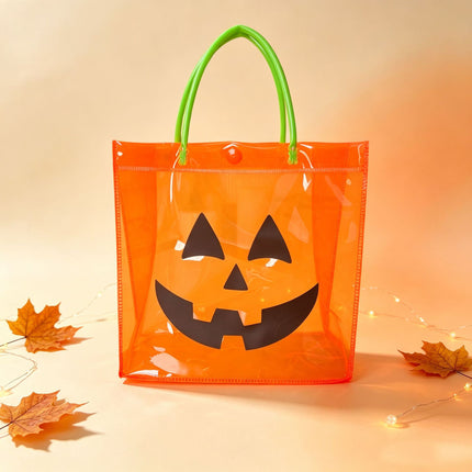 Uglysweatershops Halloween 10 Pack Transparent PVC pumpkin tote bag