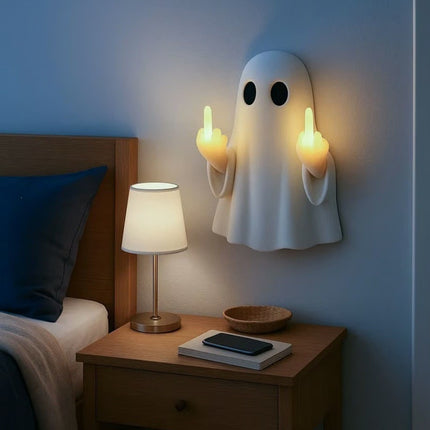 Uglysweatershops Halloween Ghost Middle Finger Glow Night Light Hanging Ornament