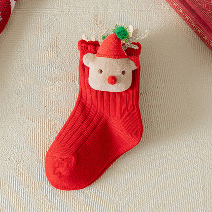 Uglysweatershops Red Little Deer Kids Xmas Socks