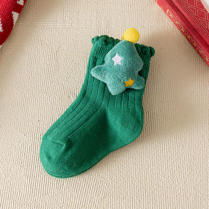 Uglysweatershops Green Xmas Tree Kids Socks