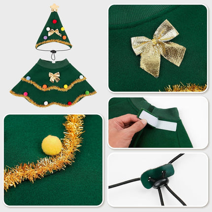 Uglysweatershops Christmas Tree Dog Cloak Cute Cat Xmas Costume