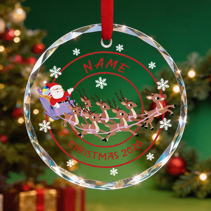 Uglysweatershops North Pole Express Round Personalized Christmas Tree Ornament