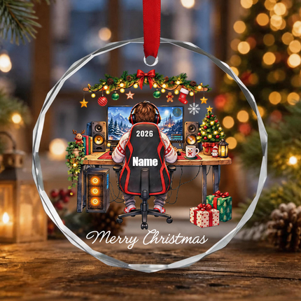 Uglysweatershops Gaming Room Personalized Christmas Tree Ornament
