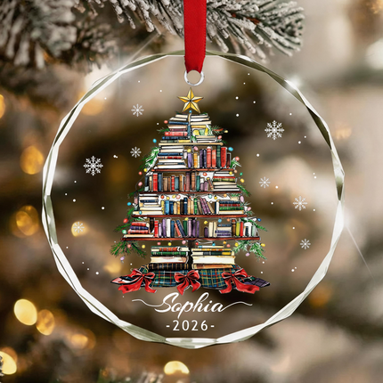 Uglysweatershops Book Tree Personalized Christmas Tree Ornament