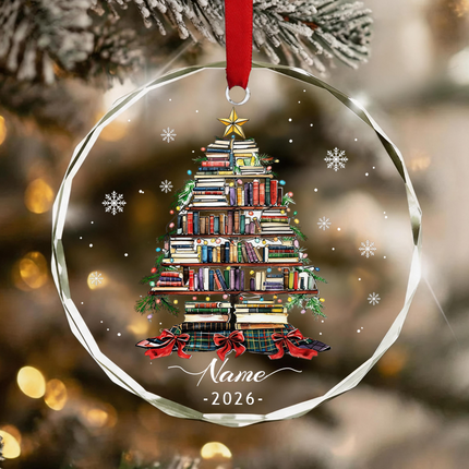 Uglysweatershops Book Tree Personalized Christmas Tree Ornament