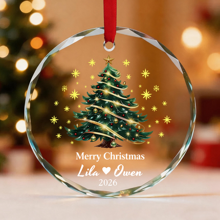 Uglysweatershops Glowing Golden Ribbon Christmas Tree Personalized Christmas Tree Ornament