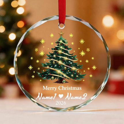 Uglysweatershops Glowing Golden Ribbon Christmas Tree Personalized Christmas Tree Ornament