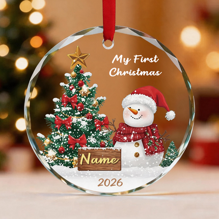 Uglysweatershops Newborn Baby's First Personalized Christmas Tree Ornament