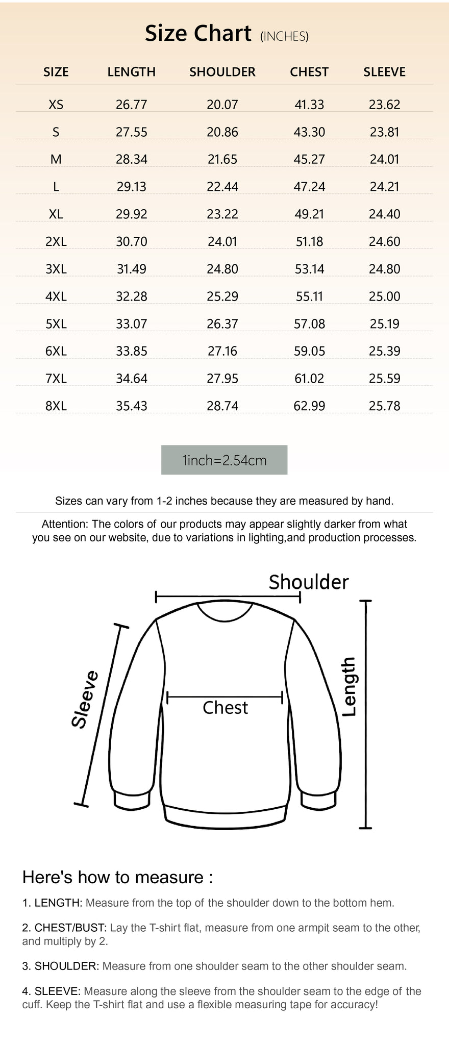 Size chart