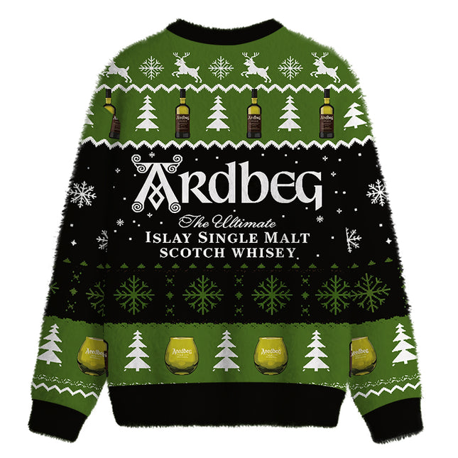 Uglysweatershops Black Beer Fuzzy Christmas Ugly Sweatshirt