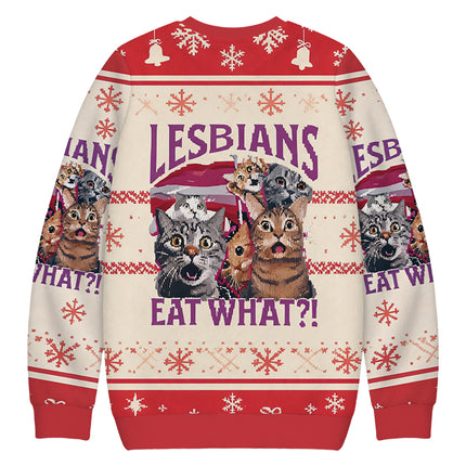 Uglysweatershops Red Lesbians Eat What Funny Christmas Ugly Sweatshirt