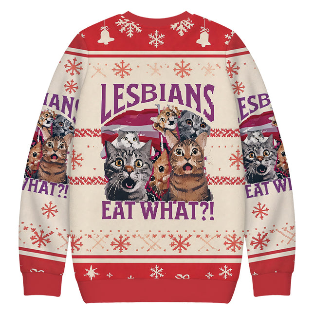 Uglysweatershops Red Lesbians Eat What Funny Christmas Ugly Sweatshirt