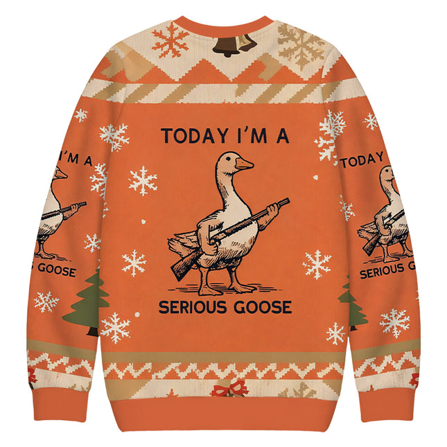 Uglysweatershops Serious Stupid Goose Christmas Ugly Sweatshirt