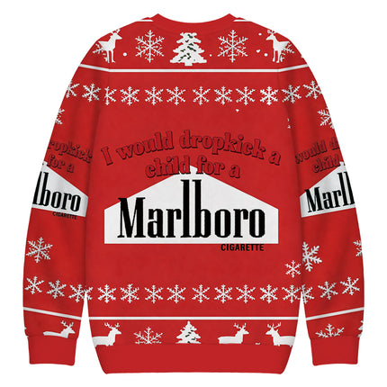 Uglysweatershops I Would Dropkcik A Child Red Christmas Ugly Sweatshirt